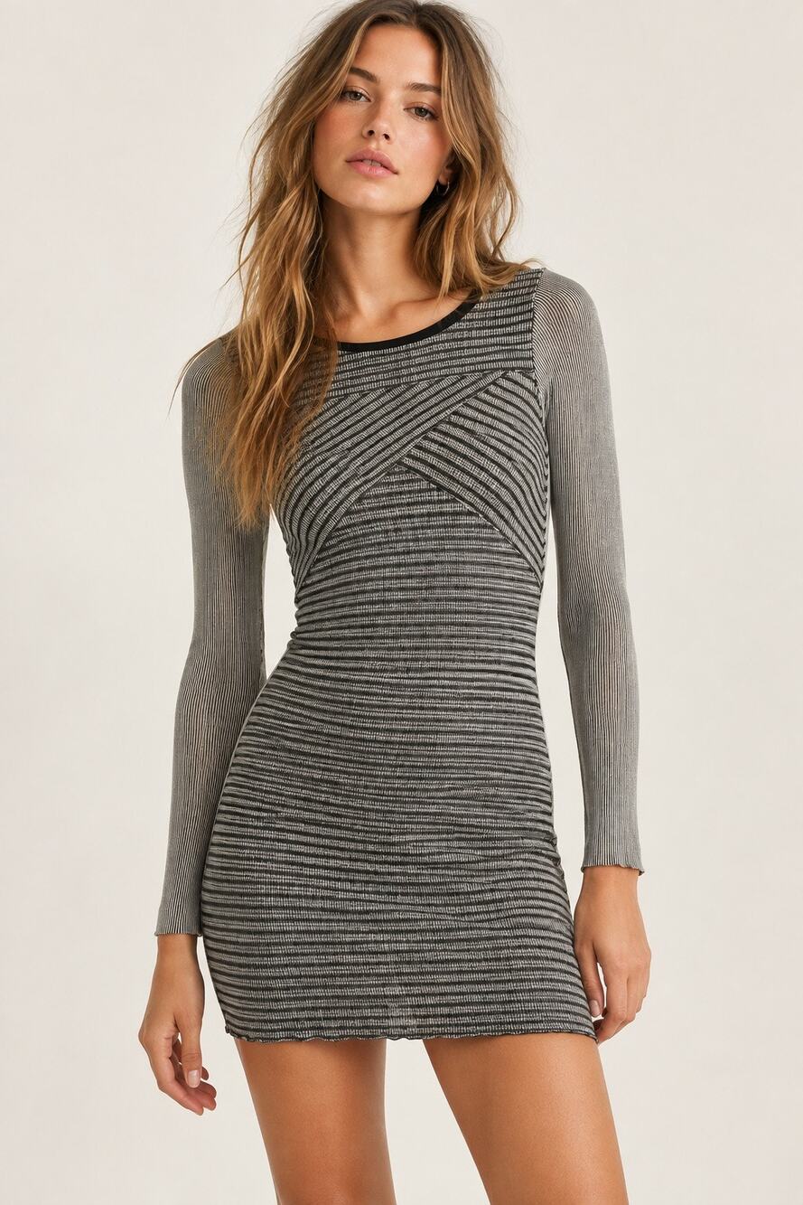 Free People Striped Keyhole Bodycon Mini Dress XS/S NWT